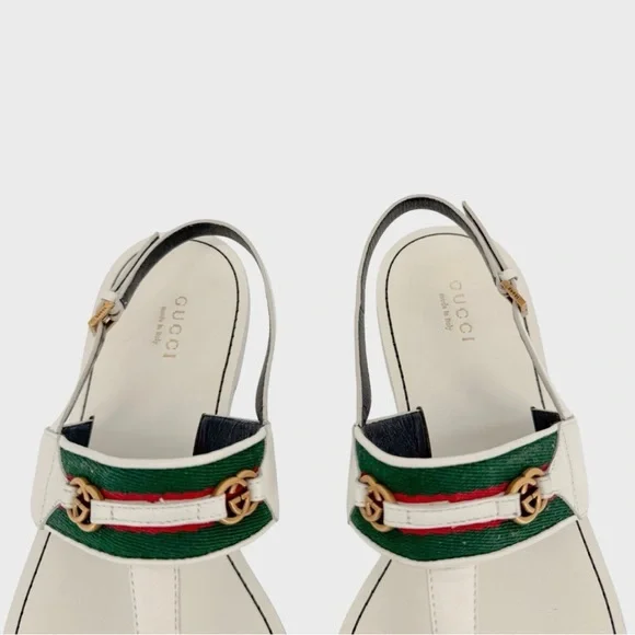 Gucci White and Green Sandals - Picture 3 of 12